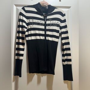 Guess Black Knit Sweater with Zip Detail
